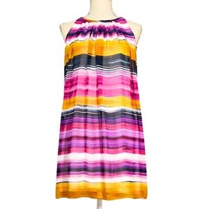 CALVIN KLIEN DRESS SZ 2 TENT DRESS MULTICOLORED WITH OMBRE BLENDED STRIPS